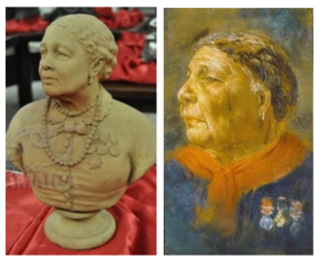Much reproduced portrait by Albert Challen at the National Portrait Gallery and the bust by Count Gleichen, which show Seacole wearing medals, but which were never awarded her.